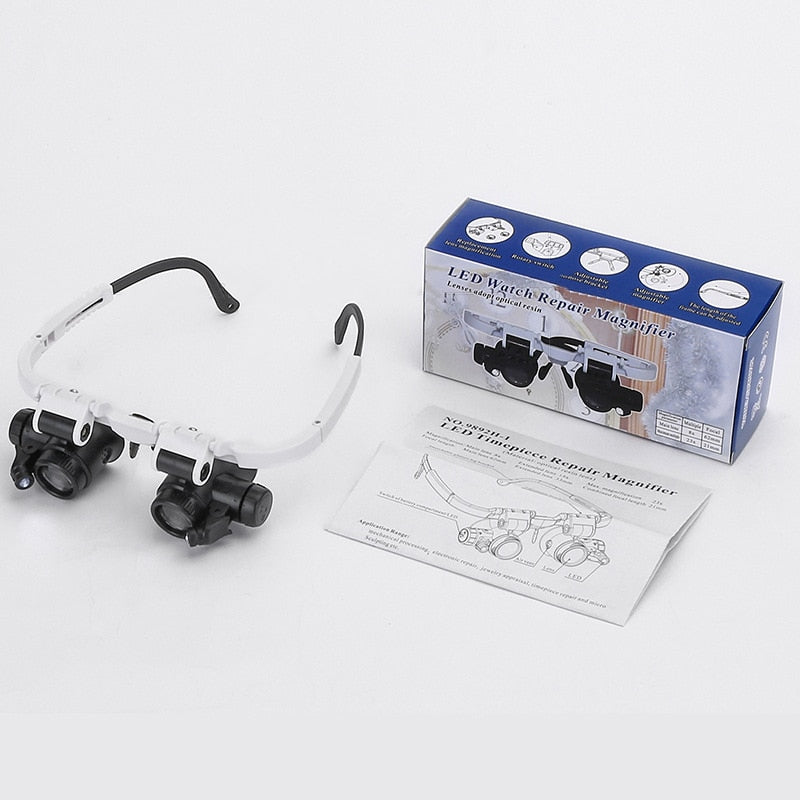 Okulary powiększające LED ClariVue - 8x/15x/23x, regulowana jasność - Desfino