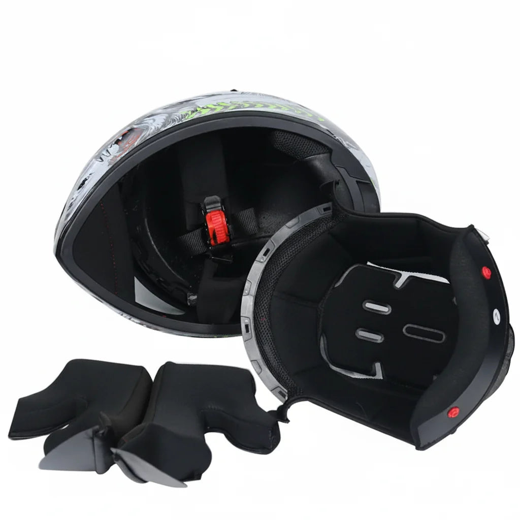 Capacete Integral de Competição para Motociclismo com Viseira Dupla e Certificação DOT - Desfino