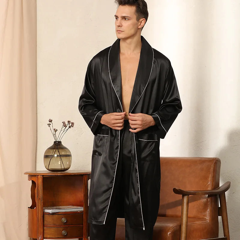 Men's Satin Robe Set — Smooth Loungewear for Relaxing Evenings - Desfino