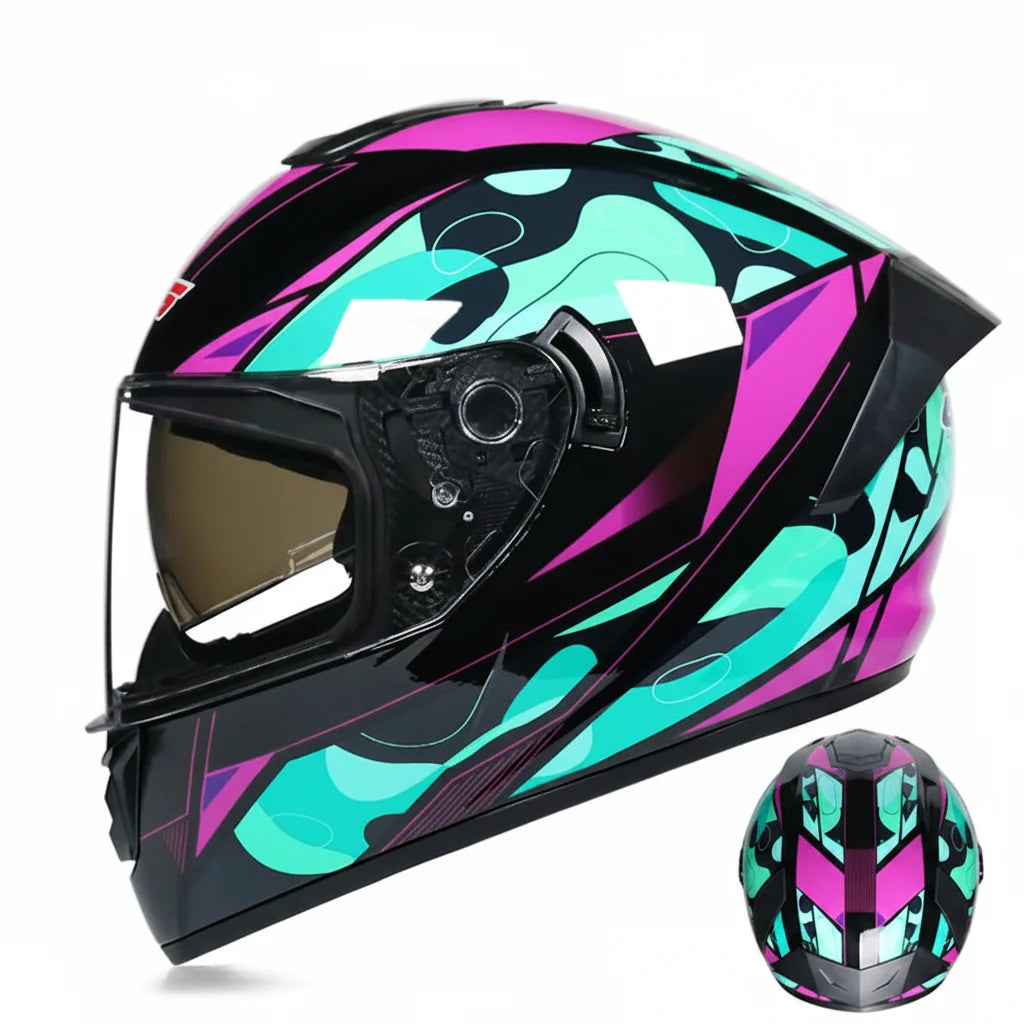 Capacete Integral de Competição para Motociclismo com Viseira Dupla e Certificação DOT - Desfino