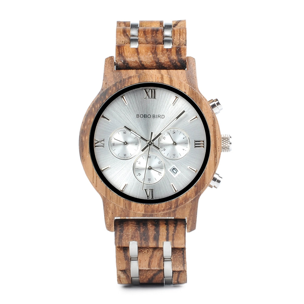 Orologio al quarzo in legno TimberLuxe — Quadrante rotondo da 44 mm, 3ATM, confezione regalo - Desfino