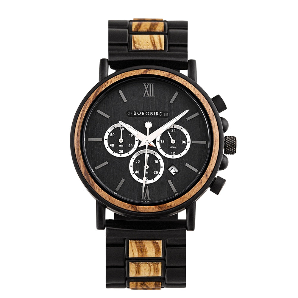 Orologio al quarzo in legno TimberLuxe — Quadrante rotondo da 44 mm, 3ATM, confezione regalo - Desfino