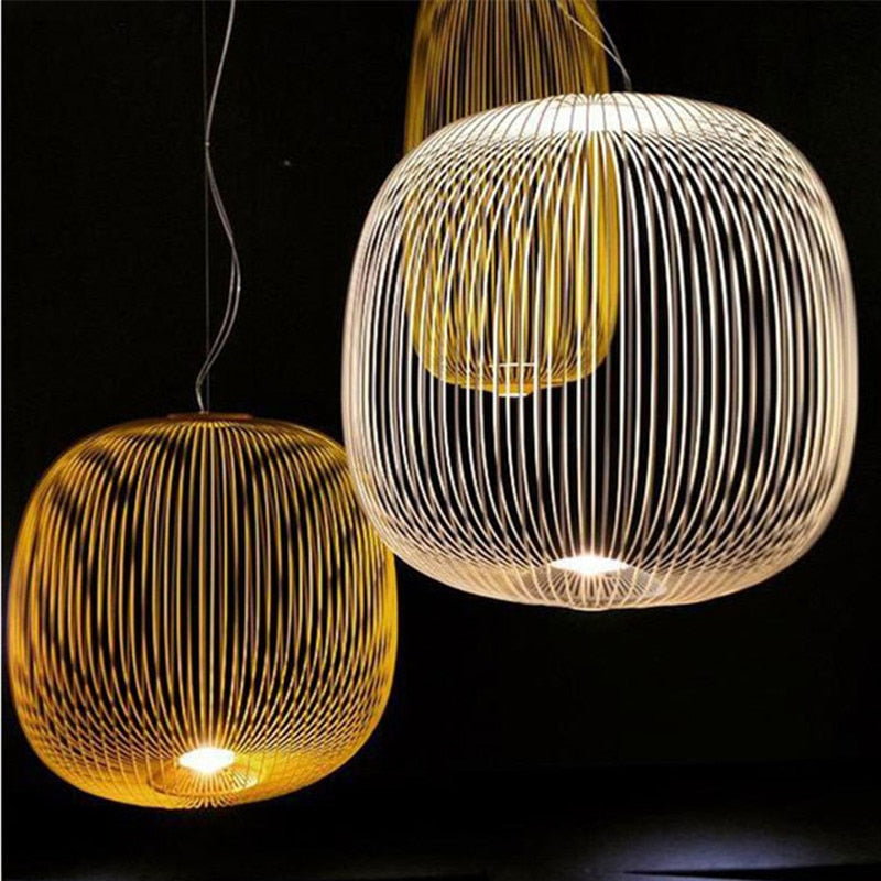 Geometrische Pendelleuchte mit Speichen, 35 cm Durchmesser, 135 cm Höhe
