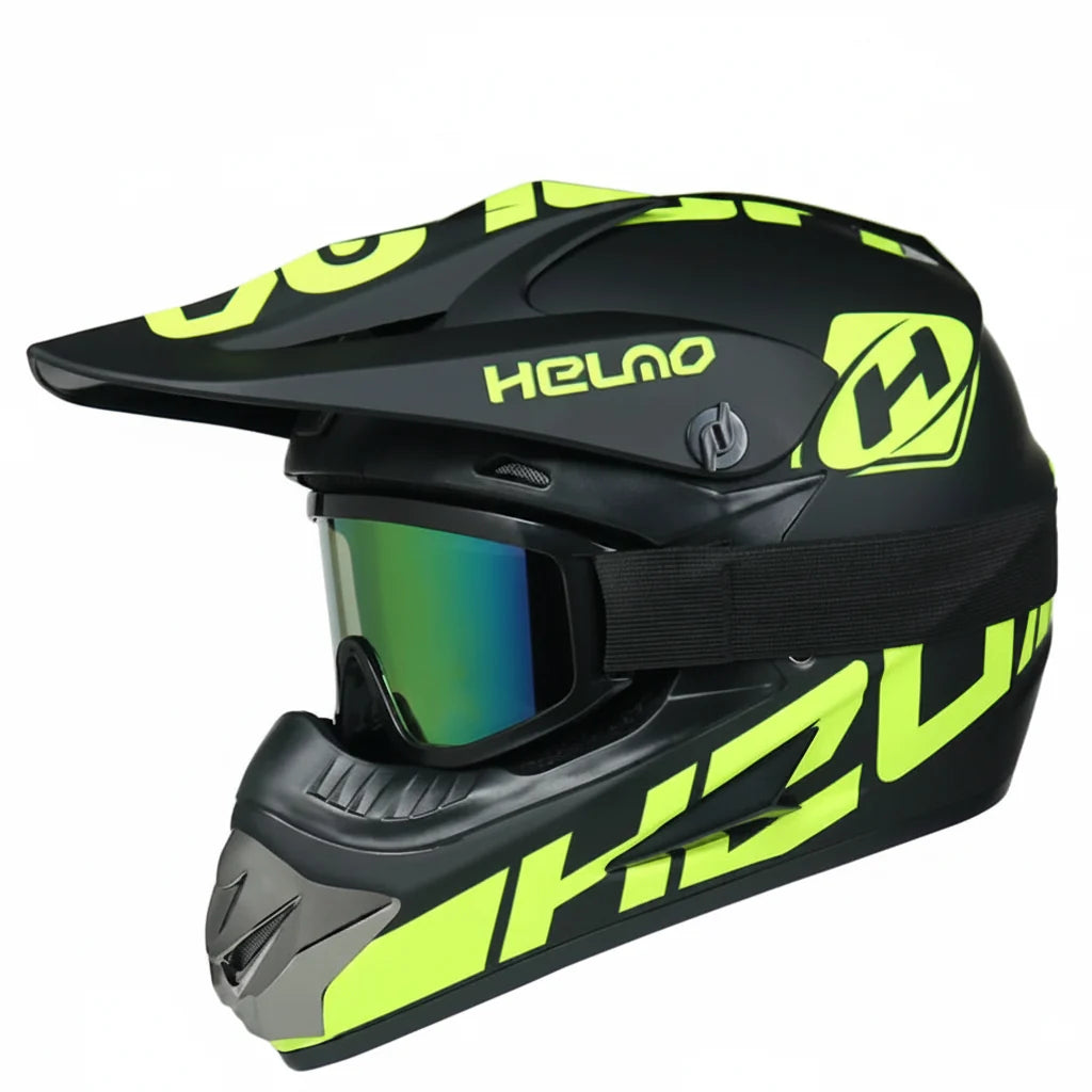 Casque de motocross intégral pour jeunes certifié DOT - coque en ABS et lunettes - Desfino