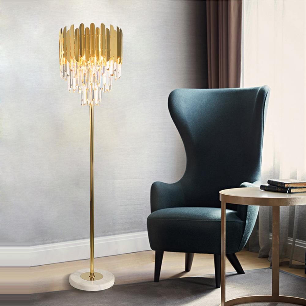 Lampe sur pied et de table LED en cristal Elyra — 3 sources lumineuses - Desfino