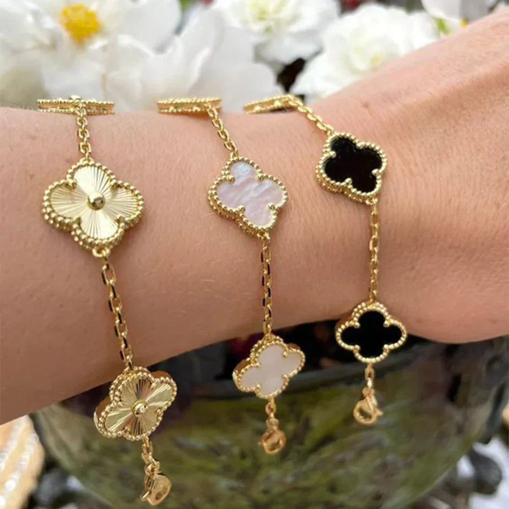 SylvaClove Clover Bracelet — Four Delicate Floral Charms - Desfino