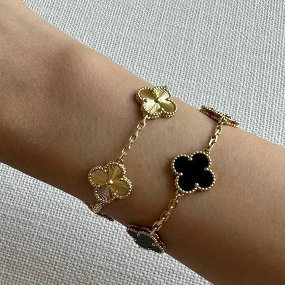 SylvaClove Clover Bracelet — Four Delicate Floral Charms - Desfino