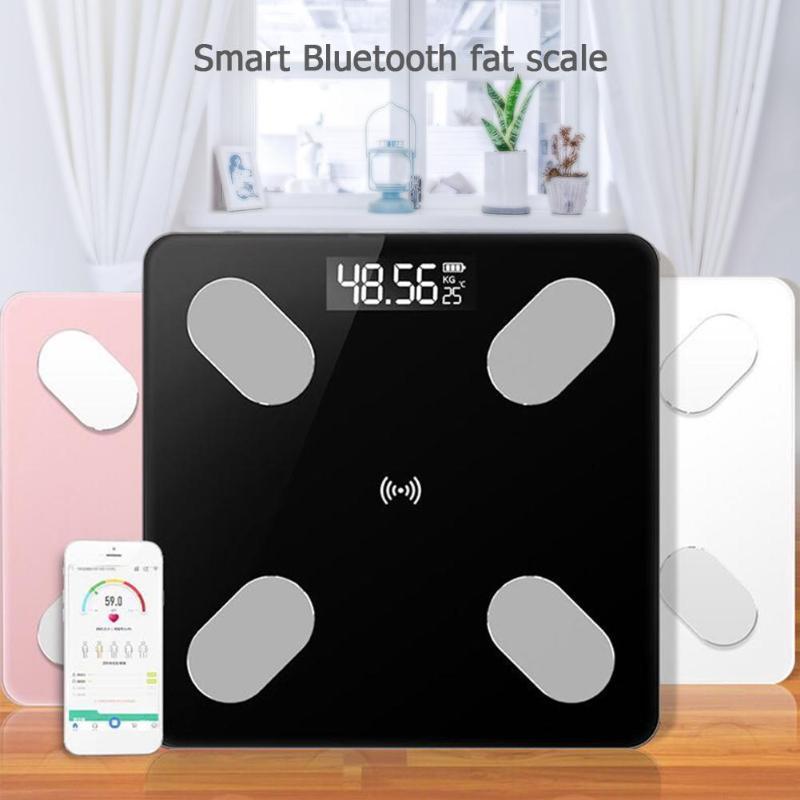 Viora smarte Bluetooth-Körperwaage — gehärtetes Glas, Körperwerte - Desfino