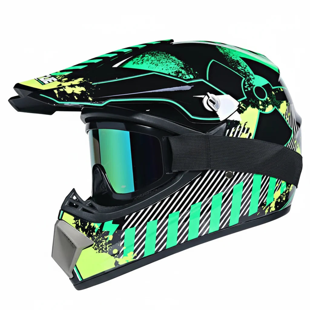 Casque de motocross intégral pour jeunes certifié DOT - coque en ABS et lunettes - Desfino