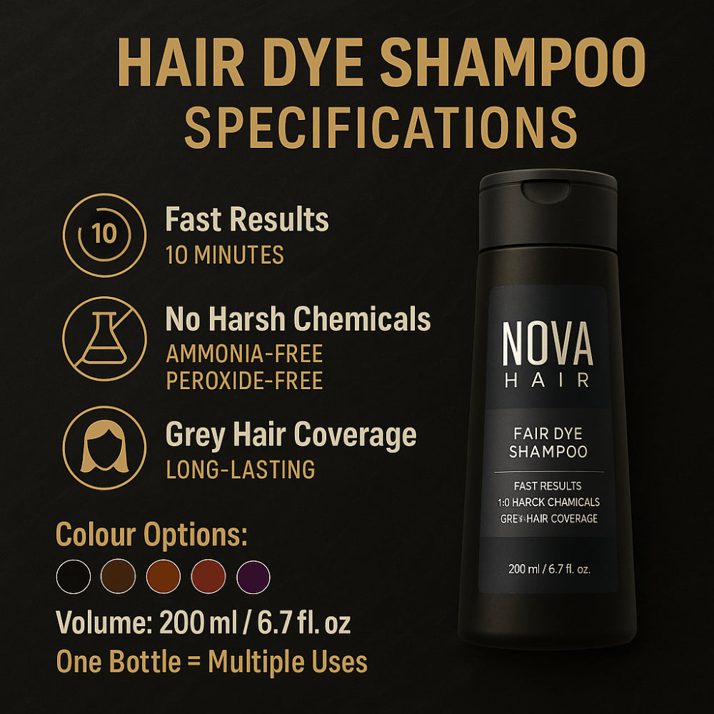 NovaHair bylinný šampon na barvení vlasů — rychlá aplikace za 10 minut