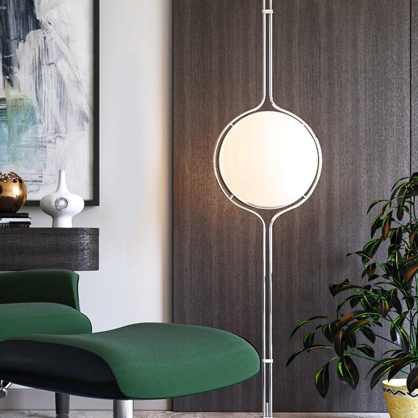 Lampa LED LumenCrest od podłogi do sufitu — beżowe akrylowe półkopuły - Desfino
