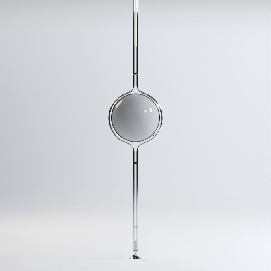 Lampa LED LumenCrest od podłogi do sufitu — beżowe akrylowe półkopuły - Desfino