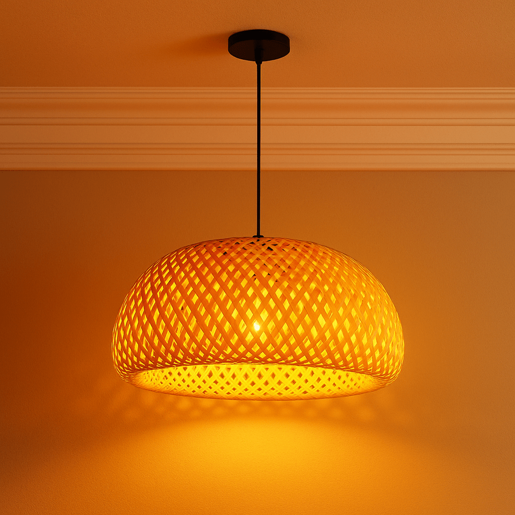 Hanging Rattan Pendant Light – Handmade Bamboo Lamp for Cozy Home Décor, Eco-Friendly Design 0