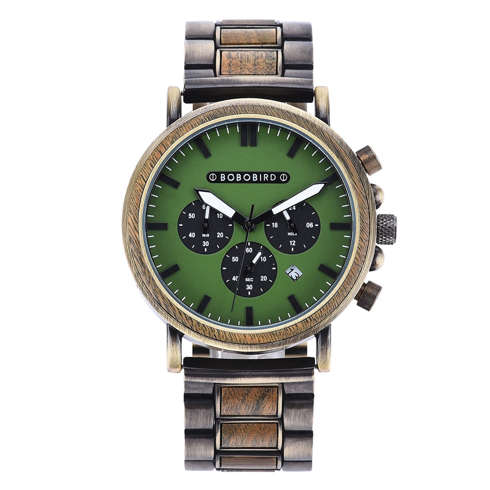 Orologio al quarzo in legno TimberLuxe — Quadrante rotondo da 44 mm, 3ATM, confezione regalo - Desfino
