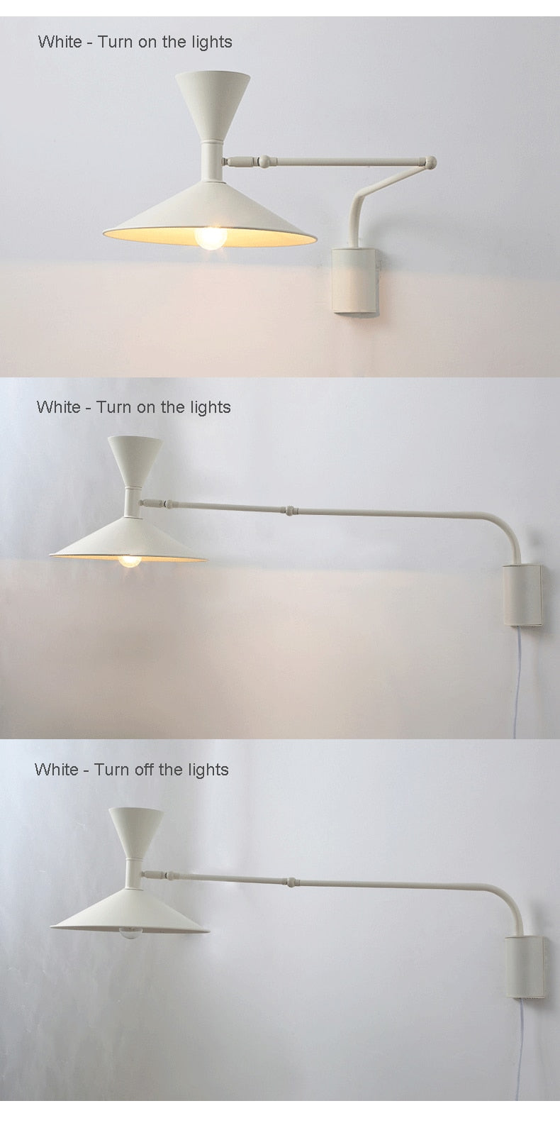 NovaSwing væglampe med svingarm og stik — sort industriel LED - Desfino