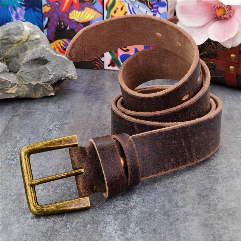 Curea Ridgeford din piele de vacă — Cataramă din alamă masivă, finisaj antichizat - Desfino