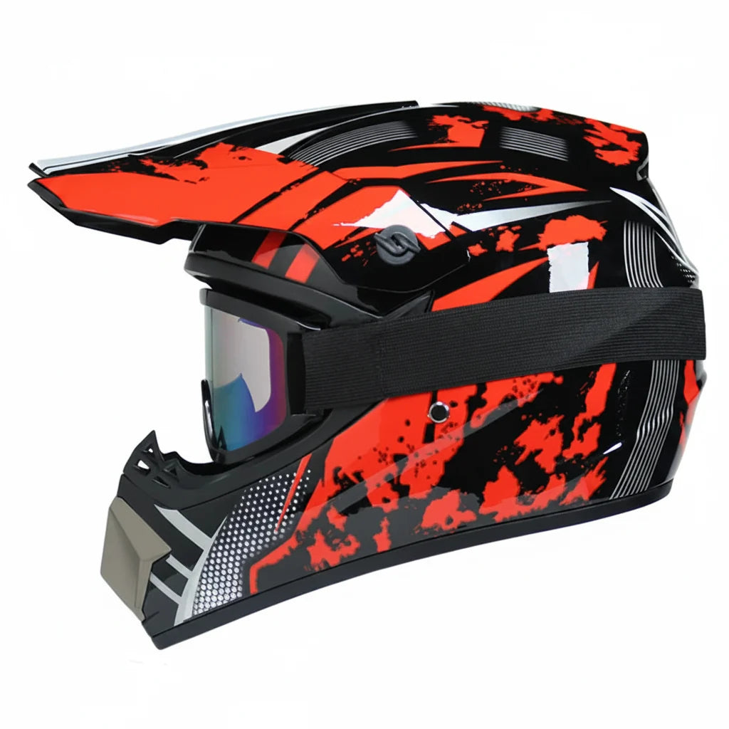 Casque de motocross intégral pour jeunes certifié DOT - coque en ABS et lunettes - Desfino