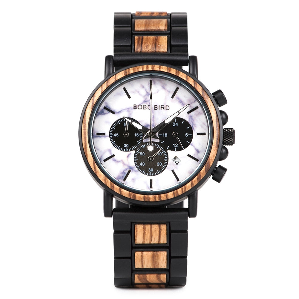 Orologio al quarzo in legno TimberLuxe — Quadrante rotondo da 44 mm, 3ATM, confezione regalo - Desfino