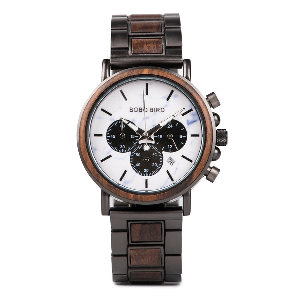 Orologio al quarzo in legno TimberLuxe — Quadrante rotondo da 44 mm, 3ATM, confezione regalo - Desfino