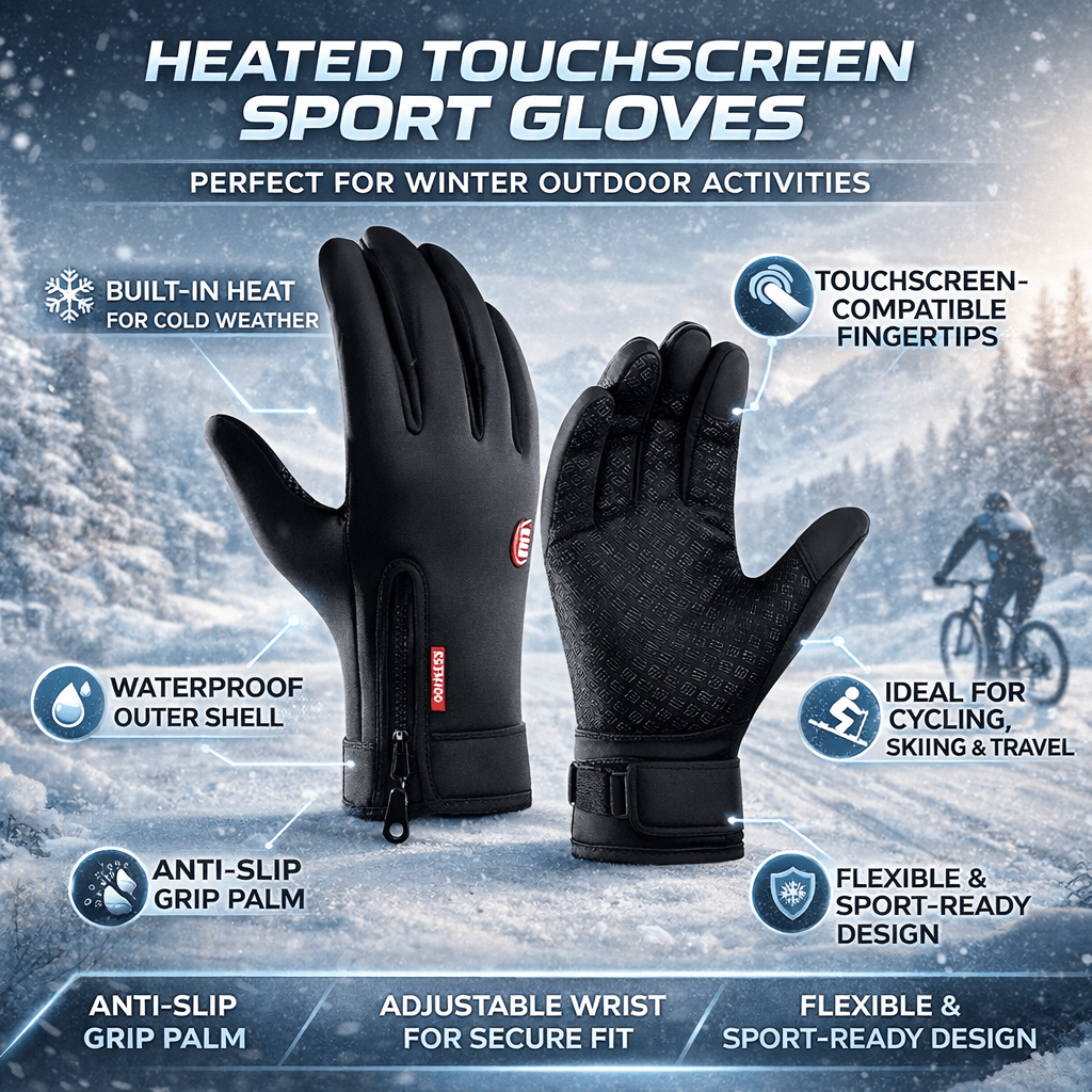 Beheizte thermische Winterhandschuhe – USB-betriebene Heizung, touchscreenkompatibel