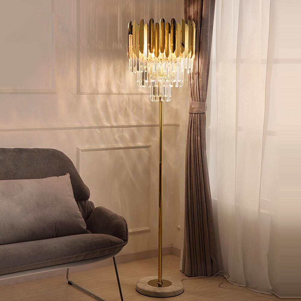 Lampe sur pied et de table LED en cristal Elyra — 3 sources lumineuses - Desfino