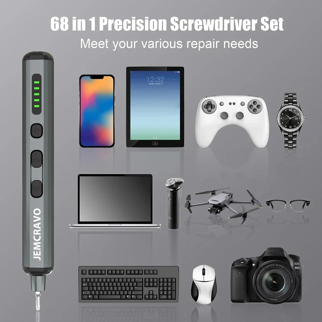 Kit de destornillador eléctrico de precisión LumaGrip 68 en 1 con LED - Desfino
