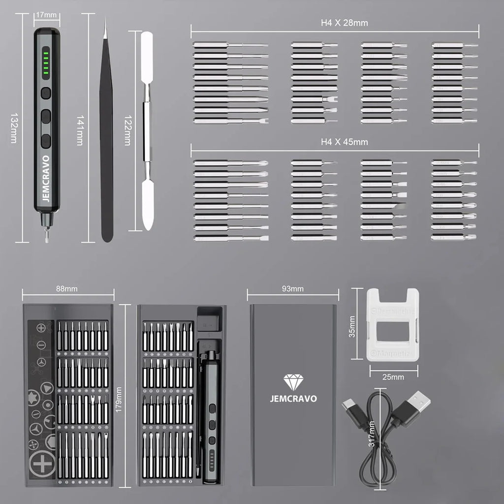 Kit de destornillador eléctrico de precisión LumaGrip 68 en 1 con LED - Desfino
