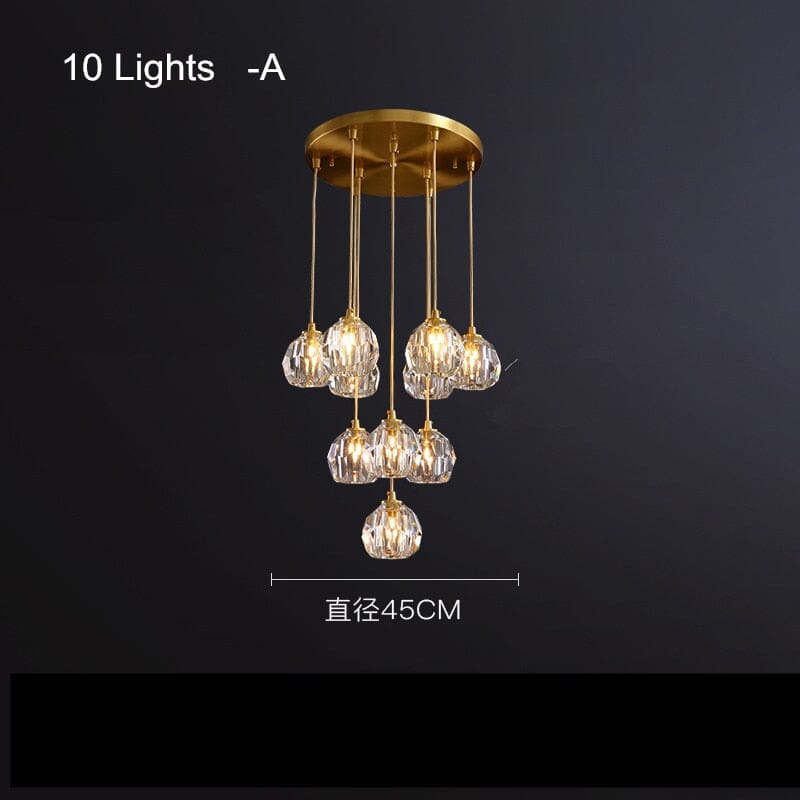 Luminara LED Flush-Mount Chandelier — Crystal Glass, Polished Copper - Desfino