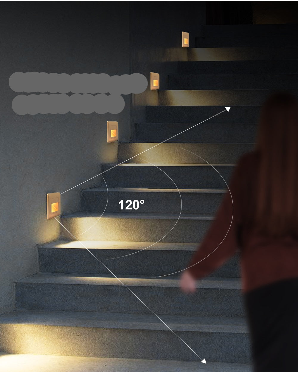 AstraLite LED schodišťové světlo — PIR pohybový senzor, čtyři barevné režimy