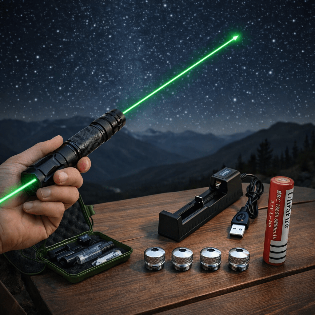 High-Power Green Laser Pointer, 532 nm — USB Rechargeable, 2000 m - Desfino
