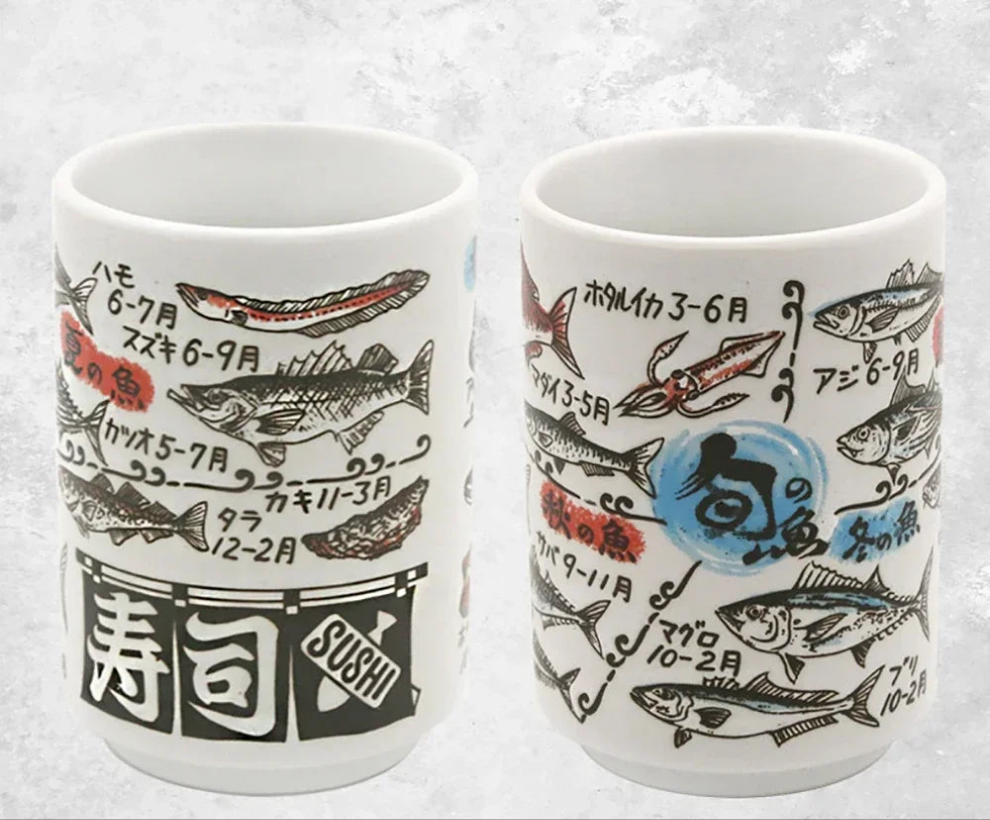 Kiyomi-käsintehdyt japanilaiset teekupit — Fuji-vuori syksyinen design - Desfino