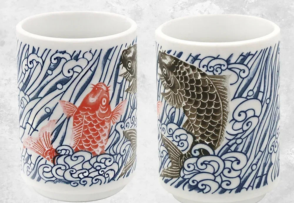 Kiyomi-käsintehdyt japanilaiset teekupit — Fuji-vuori syksyinen design - Desfino