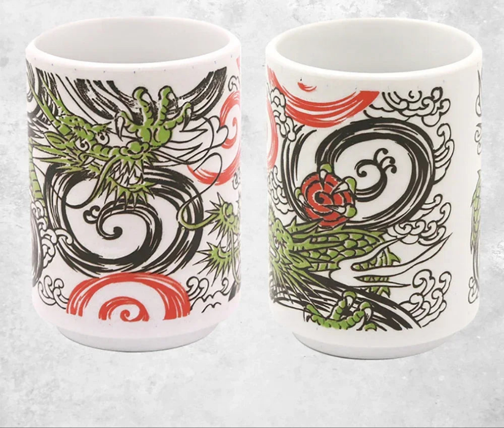 Kiyomi-käsintehdyt japanilaiset teekupit — Fuji-vuori syksyinen design - Desfino