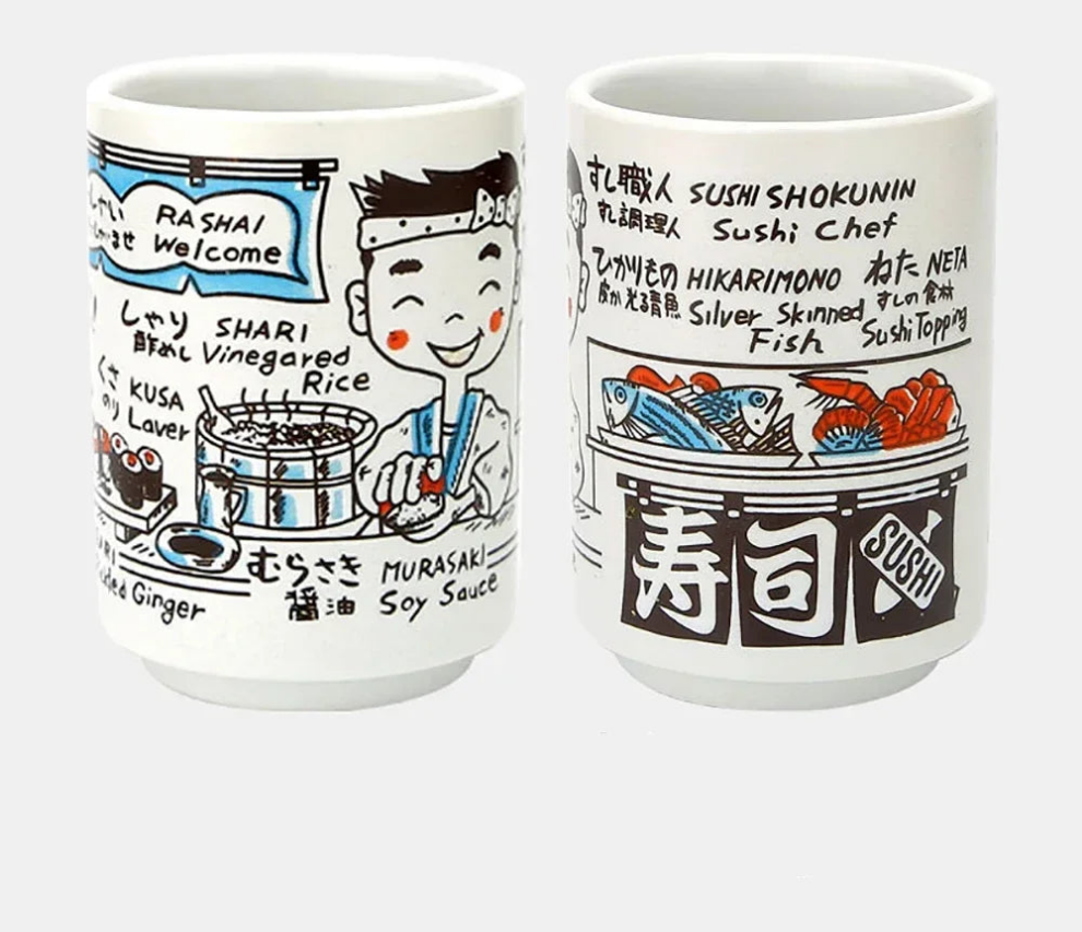 Kiyomi-käsintehdyt japanilaiset teekupit — Fuji-vuori syksyinen design - Desfino