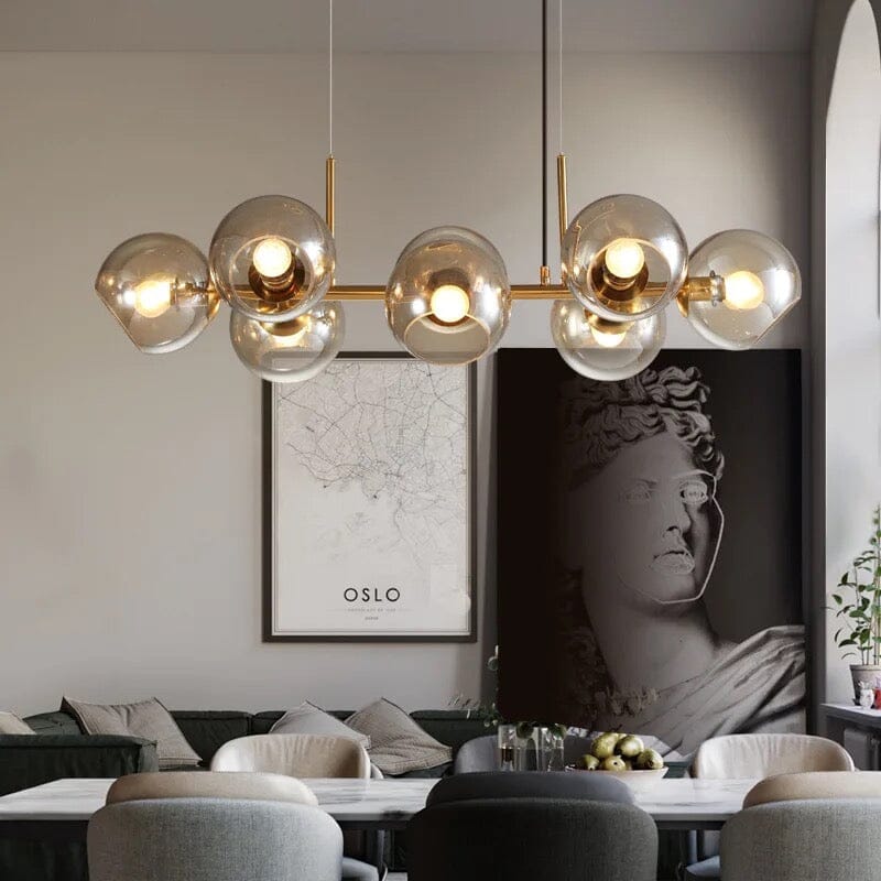 Aveline-bubbelkroonluchter — zwarte en gouden hanglamp van 56 W, 40 x 110cm - Desfino