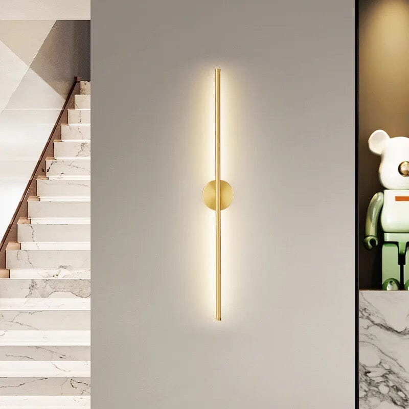 Guldbelagt rørformet LED-væglampe — minimalistisk arkitektonisk belysning - Desfino