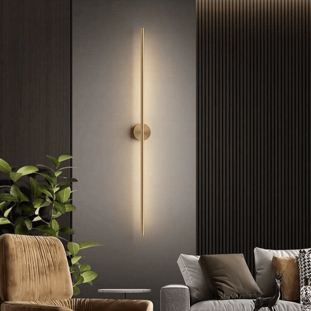Guldbelagt rørformet LED-væglampe — minimalistisk arkitektonisk belysning - Desfino