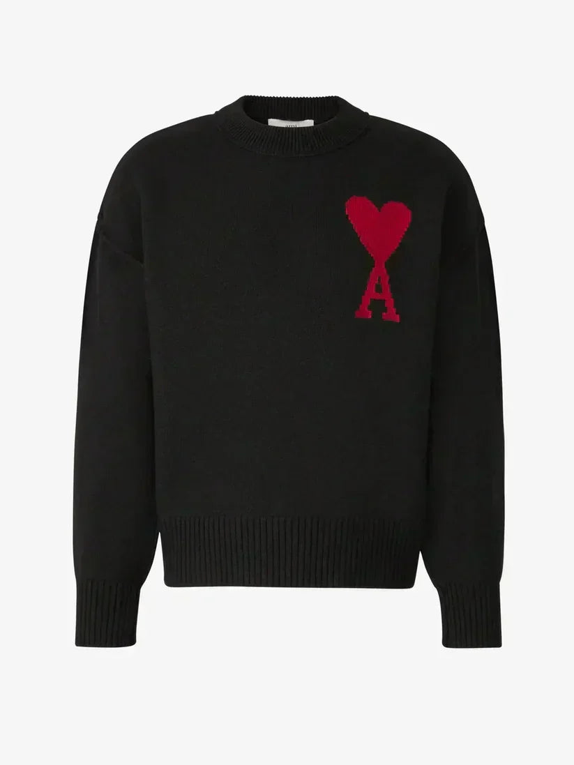 Unisex Μάλλινο Πουλόβερ Amitalie 100% — Λογότυπο A σε Σχήμα Καρδιάς - Desfino