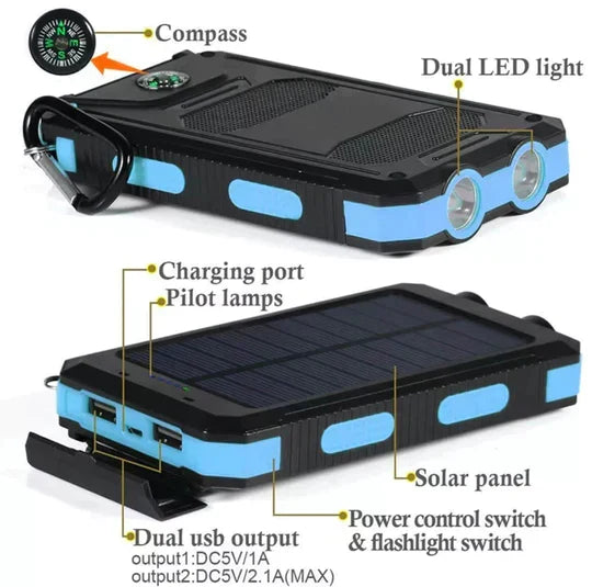 LyraCharge 30000mAh Solarny powerbank z ładowarką — wodoodporność IP67 - Desfino