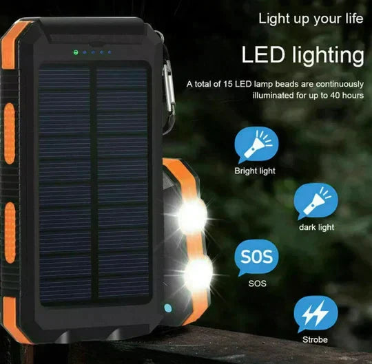 500000 mAh solenergibank - IP67-vattentät, smal portabel laddare - Desfino