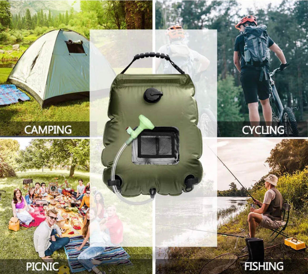 Sac de douche portable AstraTrail de 20L — Tuyau amovible et interrupteur - Desfino