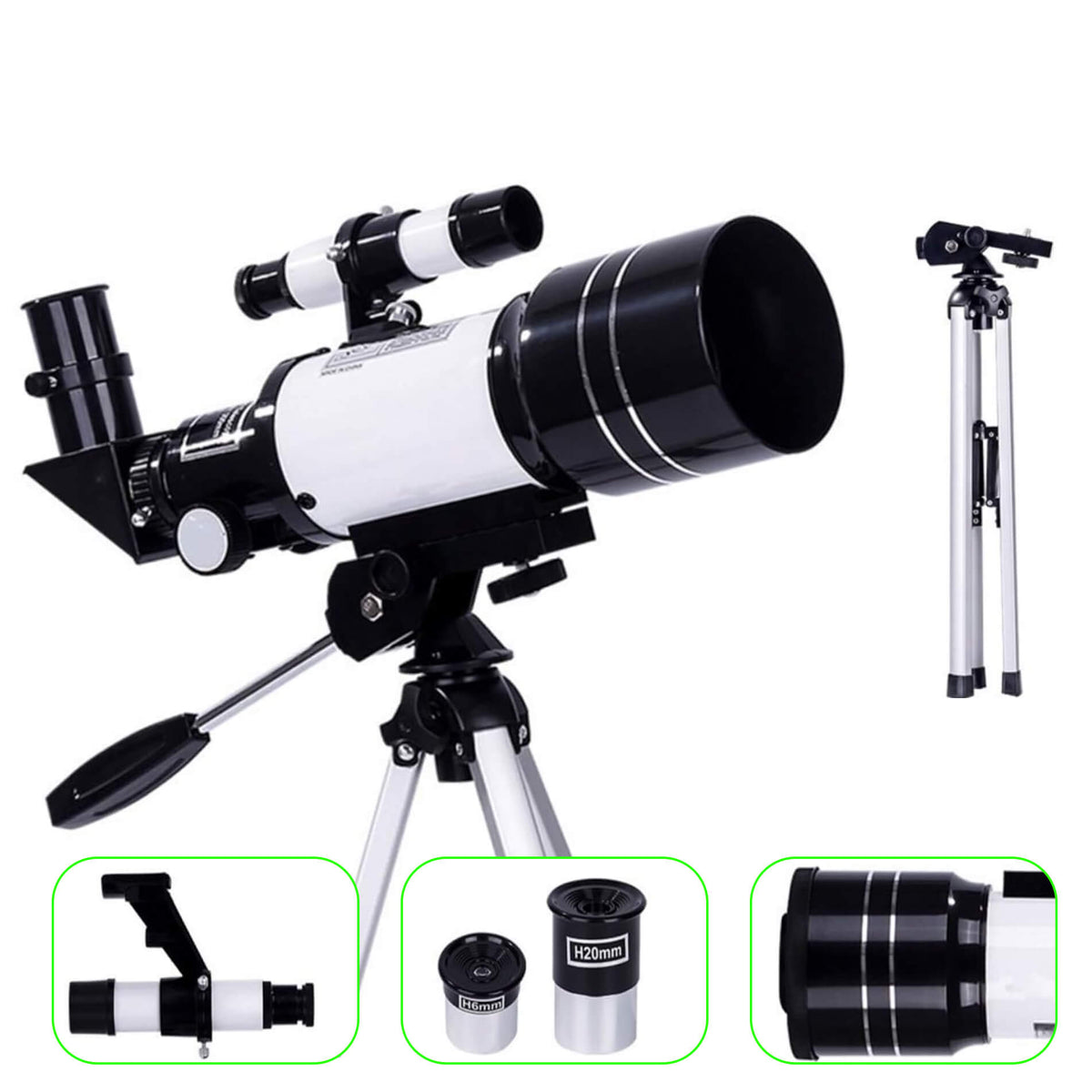 Moonwatcher 150x zoomos távcső, 70mm rekesznyílás, 300mm fókusztávolság, állvány - Desfino