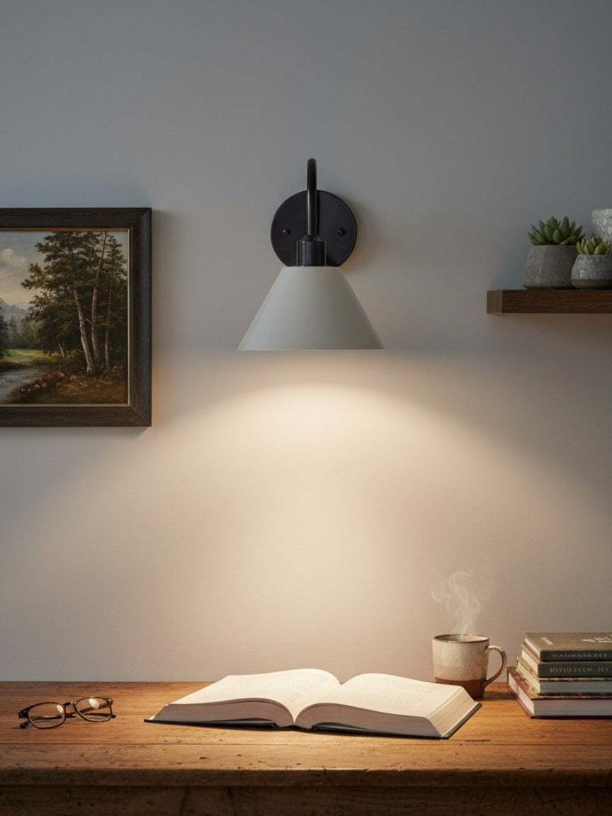 Modern Industrial Tapered Sconce — Clean Metal Wall Light