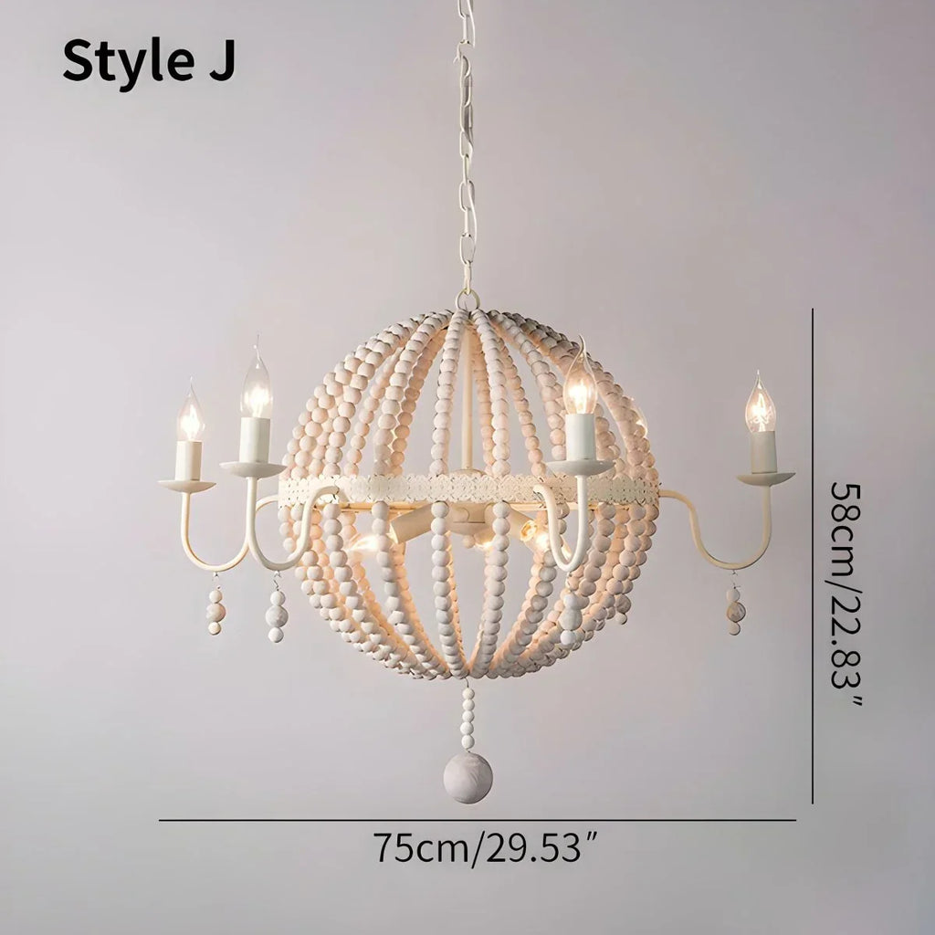Retro Wooden Bead Chandelier for Dining Room | Desfino