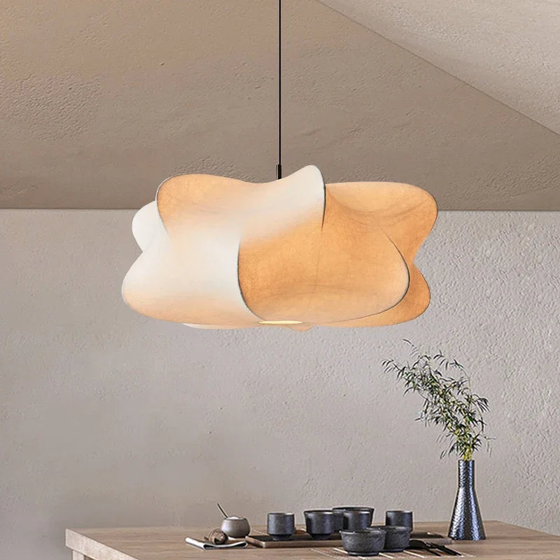 Lampada a sospensione in seta Hinode — Lampada a sospensione in stile giapponese - Desfino