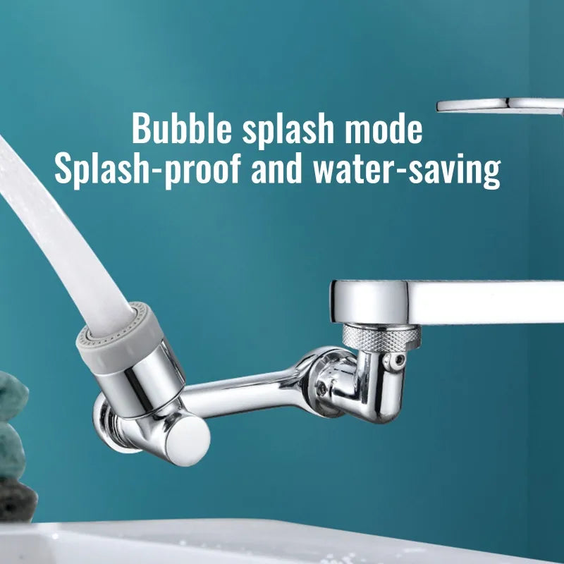 صنبور AquaFlex دوّار بزاوية 1080° — رشاش دش مزدوج التدفق وتيار فقاعات مُشبعة بالأكسجين