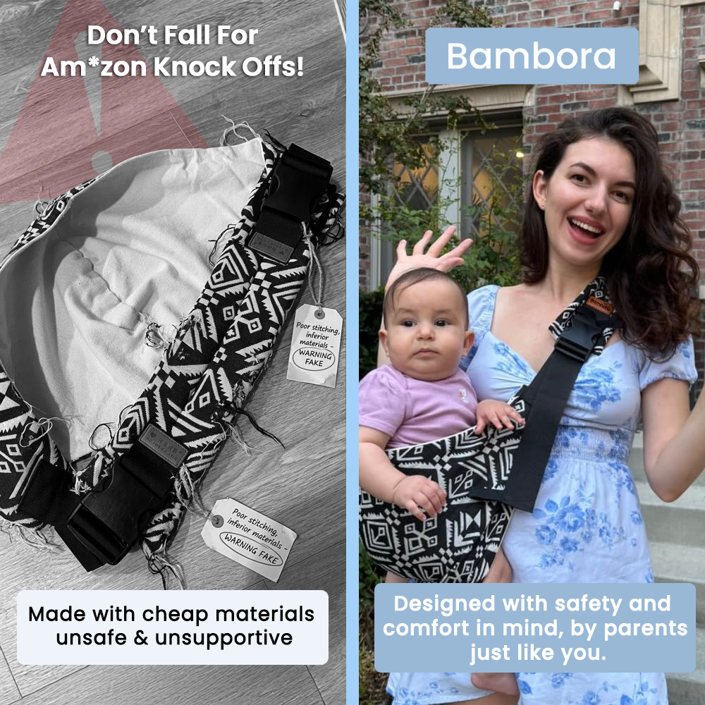Marsupio a fascia Bambora Baby — Trasporto aderente sul petto e sul fianco