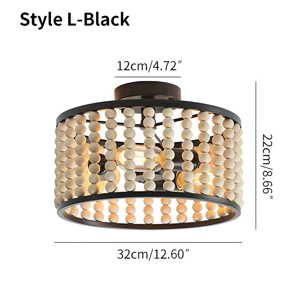 Retro Wooden Bead Chandelier for Dining Room | Desfino
