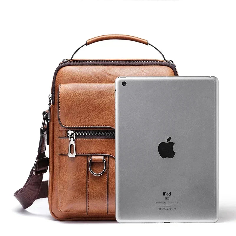 Sac bandoulière Vero pour homme en cuir véritable — 30 x 25 x 10 cm, bandoulière réglable - Desfino