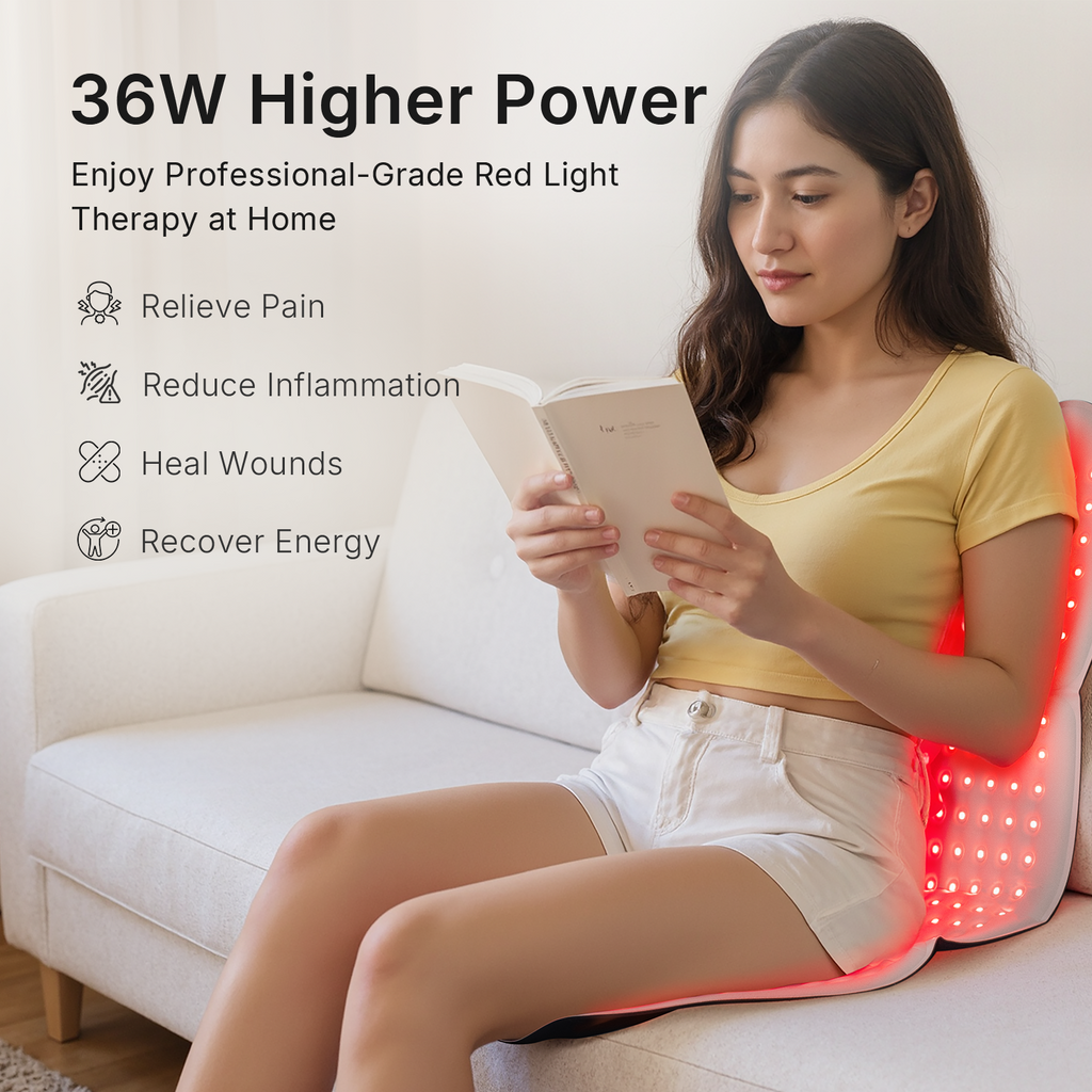 Großes Rotlichttherapie-Pad – 792 LEDs, 36W, Linderung für Rücken & Taille - Desfino